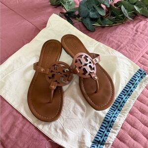 Tory Burch Brown Leather Sandals with Cutout Design
